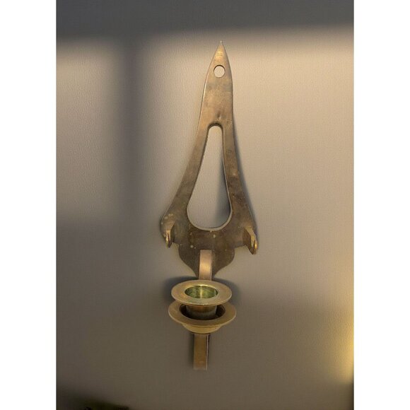 vintage solid brass wall mount candle sconce - Picture 4 of 9